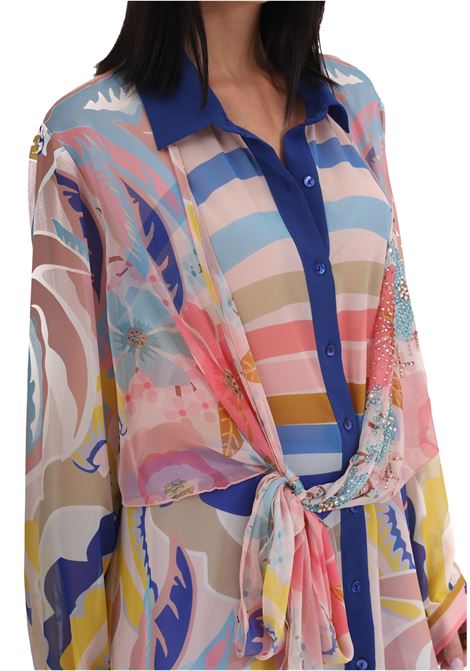 Multicolor patterned chiffon shirt with appliqués  GAI MATTIOLO | shirts | LV0753UNIC